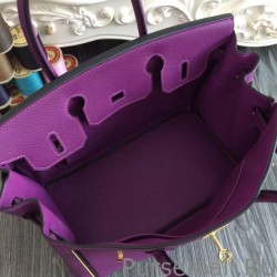 1:1 Mirror Hermes Birkin 30cm 35cm Bag In Purple Clemence Leather