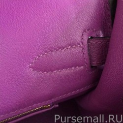 1:1 Mirror Hermes Birkin 30cm 35cm Bag In Purple Clemence Leather