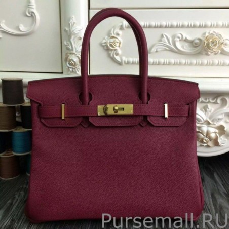 Knockoff Hermes Birkin 30cm 35cm Bag In Bordeaux Clemence Leather