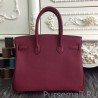 Knockoff Hermes Birkin 30cm 35cm Bag In Bordeaux Clemence Leather