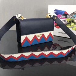 Copy Prada Esplanade Saffiano Shoulder Bag Dark Blue