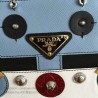 Luxury Prada Robot Fabric Tote Bag Black and Pale Blue 1BG052