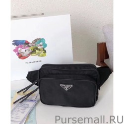 Replica Prada Nylon And Saffiano Fanny Pack 1BL010 Black