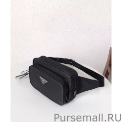 Replica Prada Nylon And Saffiano Fanny Pack 1BL010 Black