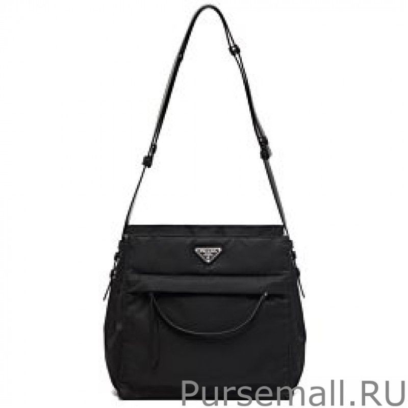 Wholesale Prada Padded nylon hobo bag 1BC128 Black