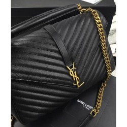 Copy YSL Classic Large Monogram Saint Lauren College Bag Black