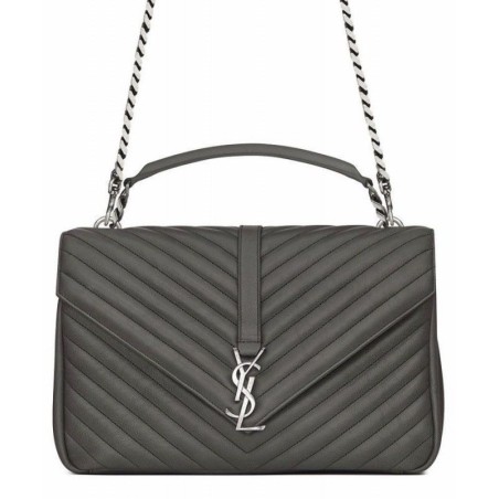 UK YSL Classic Large Monogram Saint Lauren College Bag Gray