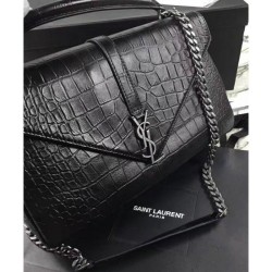 Best YSL Classic Large Monogram Saint Laurent College Bag Black