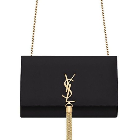 Best YSL Classic Medium Kate Monogram SAINT LAURENT Tassel Satchel Black