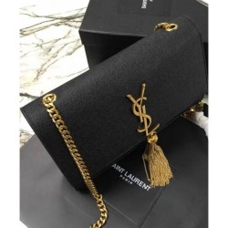 Best YSL Classic Medium Kate Monogram SAINT LAURENT Tassel Satchel Black