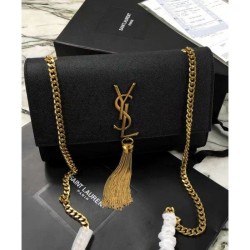 Best YSL Classic Medium Kate Monogram SAINT LAURENT Tassel Satchel Black