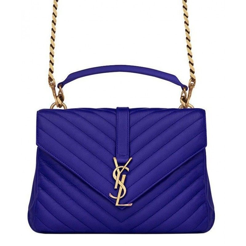 Designer YSL Classic Medium Monogram Saint Lauren College Bag Blue