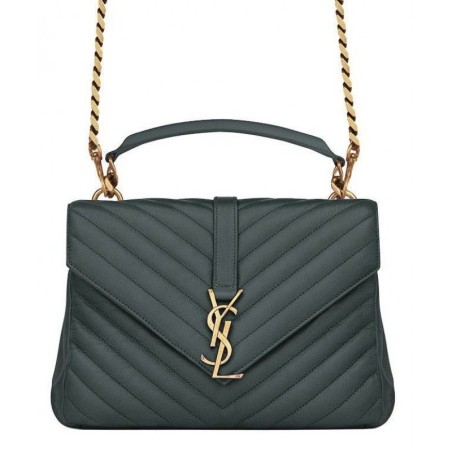 Designer YSL Classic Medium Monogram Saint Lauren College Bag Green