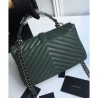 Designer YSL Classic Medium Monogram Saint Lauren College Bag Green