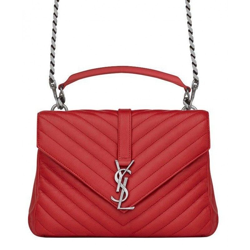 Designer YSL Classic Medium Monogram Saint Lauren College Bag Red