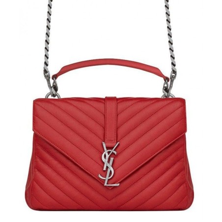 Designer YSL Classic Medium Monogram Saint Lauren College Bag Red