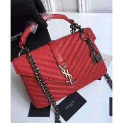 Designer YSL Classic Medium Monogram Saint Lauren College Bag Red