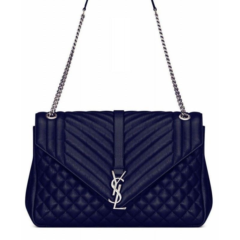 Top Quality YSL Large Monogram Envelope Satchel Dark Blue