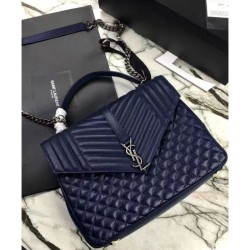 Top Quality YSL Large Monogram Envelope Satchel Dark Blue