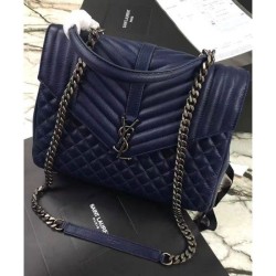 Top Quality YSL Large Monogram Envelope Satchel Dark Blue