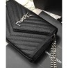 Luxury YSL Small Mono Leather Wallet on a Chain Black