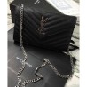 Luxury YSL Small Mono Leather Wallet on a Chain Black