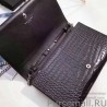 1:1 Mirror Saint Laurent Chain Wallet in Black Crocodile Embossed Leather 377829