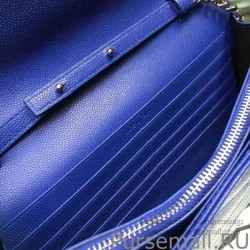 Wholesale Saint Laurent Blue Grained Matelasse Leather Chain Wallet Y221220