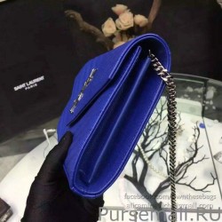 Wholesale Saint Laurent Blue Grained Matelasse Leather Chain Wallet Y221220