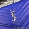 Wholesale Saint Laurent Blue Grained Matelasse Leather Chain Wallet Y221220