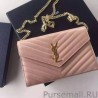 High Quality Saint Laurent Chain Wallet In Apricot Grain De Poudre Textured Matelasse Leather 377828