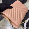 High Quality Saint Laurent Chain Wallet In Apricot Grain De Poudre Textured Matelasse Leather 377828