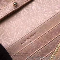 High Quality Saint Laurent Chain Wallet In Apricot Grain De Poudre Textured Matelasse Leather 377828