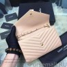 High Quality Saint Laurent Chain Wallet In Apricot Grain De Poudre Textured Matelasse Leather 377828