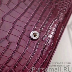 Cheap Saint Laurent Chain Wallet in Burgundy Crocodile Embossed Leather 377829