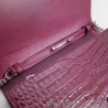 Cheap Saint Laurent Chain Wallet in Burgundy Crocodile Embossed Leather 377829