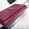 Cheap Saint Laurent Chain Wallet in Burgundy Crocodile Embossed Leather 377829