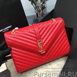 Knockoff Saint Laurent Classic Large Monogram Shoulder Bag in Red Grained Matelasse 396910