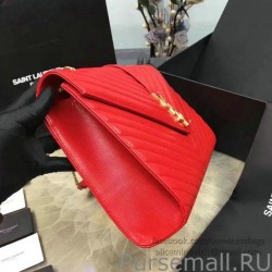 Knockoff Saint Laurent Classic Large Monogram Shoulder Bag in Red Grained Matelasse 396910