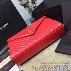 Knockoff Saint Laurent Classic Large Monogram Shoulder Bag in Red Grained Matelasse 396910