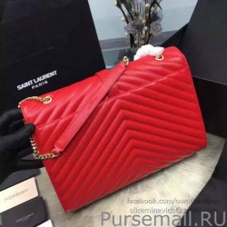 Knockoff Saint Laurent Classic Large Monogram Shoulder Bag in Red Grained Matelasse 396910