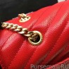 Knockoff Saint Laurent Classic Large Monogram Shoulder Bag in Red Grained Matelasse 396910