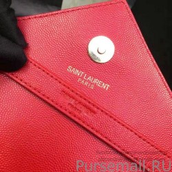 Knockoff Saint Laurent Classic Large Monogram Shoulder Bag in Red Grained Matelasse 396910