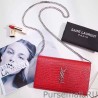 1:1 Mirror Saint Laurent Chain Wallet in Red Crocodile Embossed Leather 377829