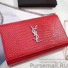1:1 Mirror Saint Laurent Chain Wallet in Red Crocodile Embossed Leather 377829
