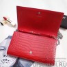 1:1 Mirror Saint Laurent Chain Wallet in Red Crocodile Embossed Leather 377829