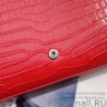 1:1 Mirror Saint Laurent Chain Wallet in Red Crocodile Embossed Leather 377829