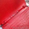 1:1 Mirror Saint Laurent Chain Wallet in Red Crocodile Embossed Leather 377829