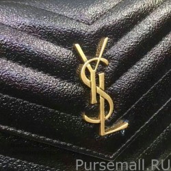 High Saint Laurent Envelope Chain Wallet in Black Grained Calfskin 201120