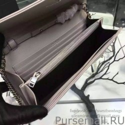 Fashion Saint Laurent Light Pink Grained Matelasse Leather Chain Wallet Y221220